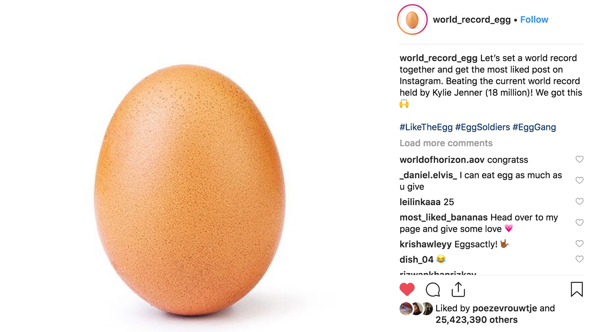 Afbeelding van Het bekendste ei ter wereld pakt 25.5 miljoen likes
